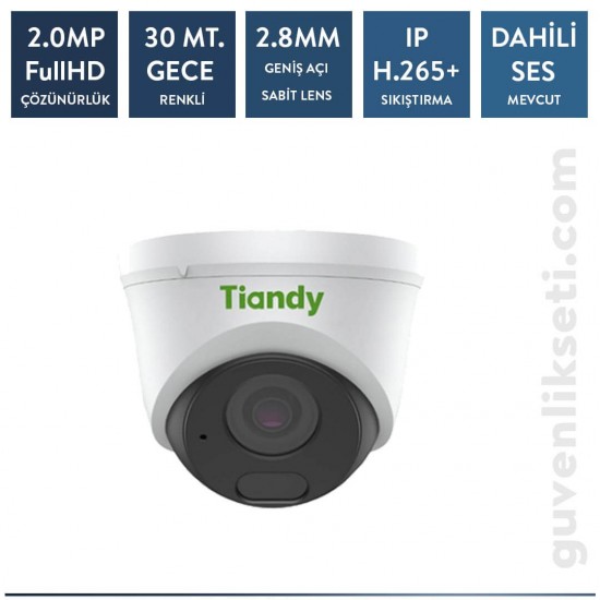 Tiandy TC-C32HS 2 MP SESLİ Starlight IP Dome Kamera